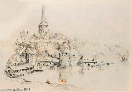Vue de Château-Gontier au XIX° siècle