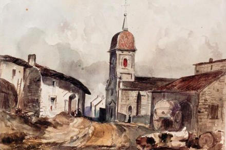 Le bourg de <strong>Poliénas</strong>vers 1850<br /><sup>Source: BNF</sup>